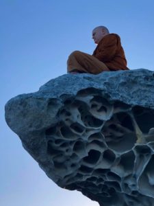 Bhante on rock